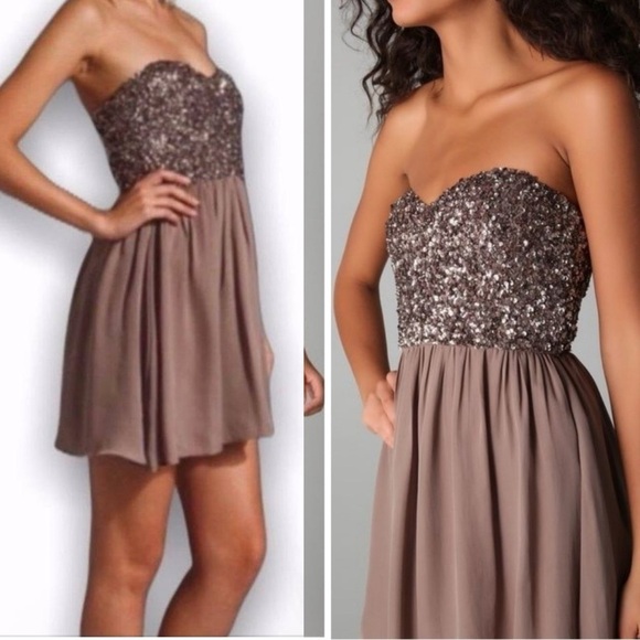 Parker Silk Chiffon Ruffle Beaded Sequin Mini Dress - Picture 3 of 10